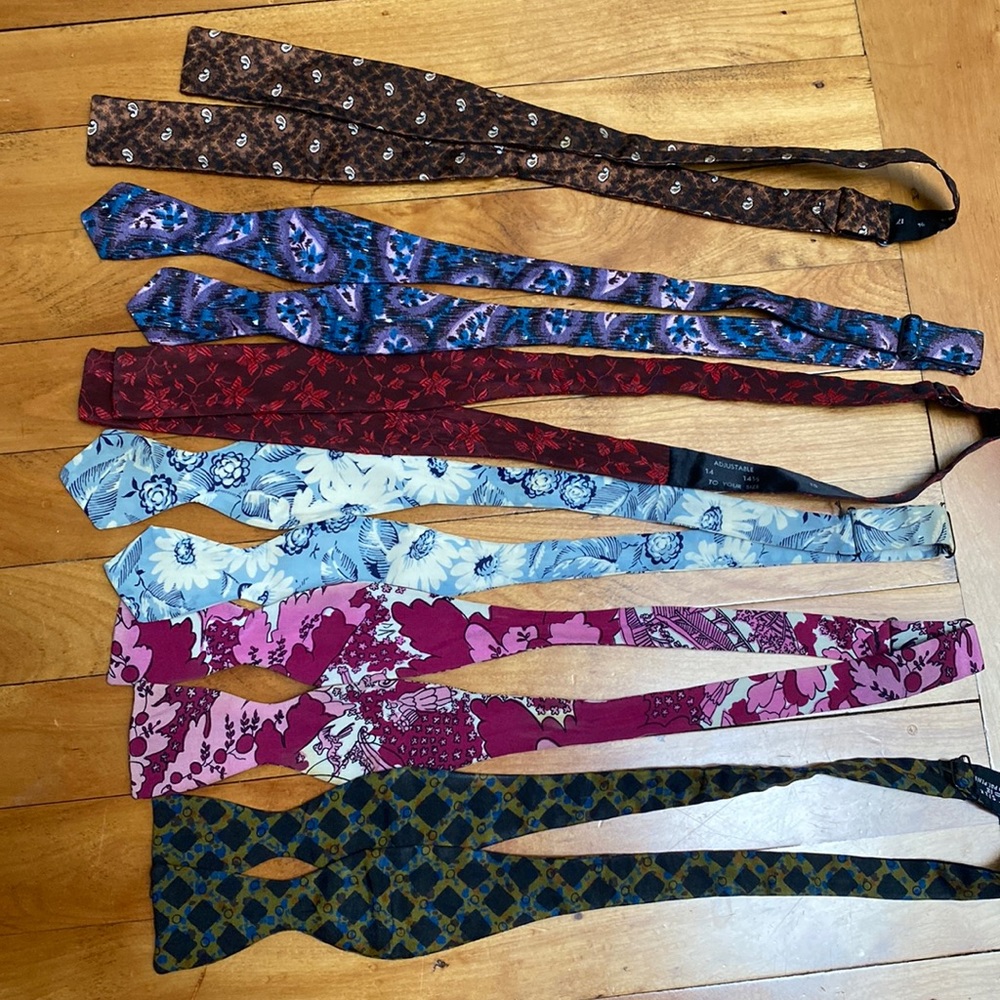 Collection Vintage Bow ties many silk all adjustable. Sold as set OR individual